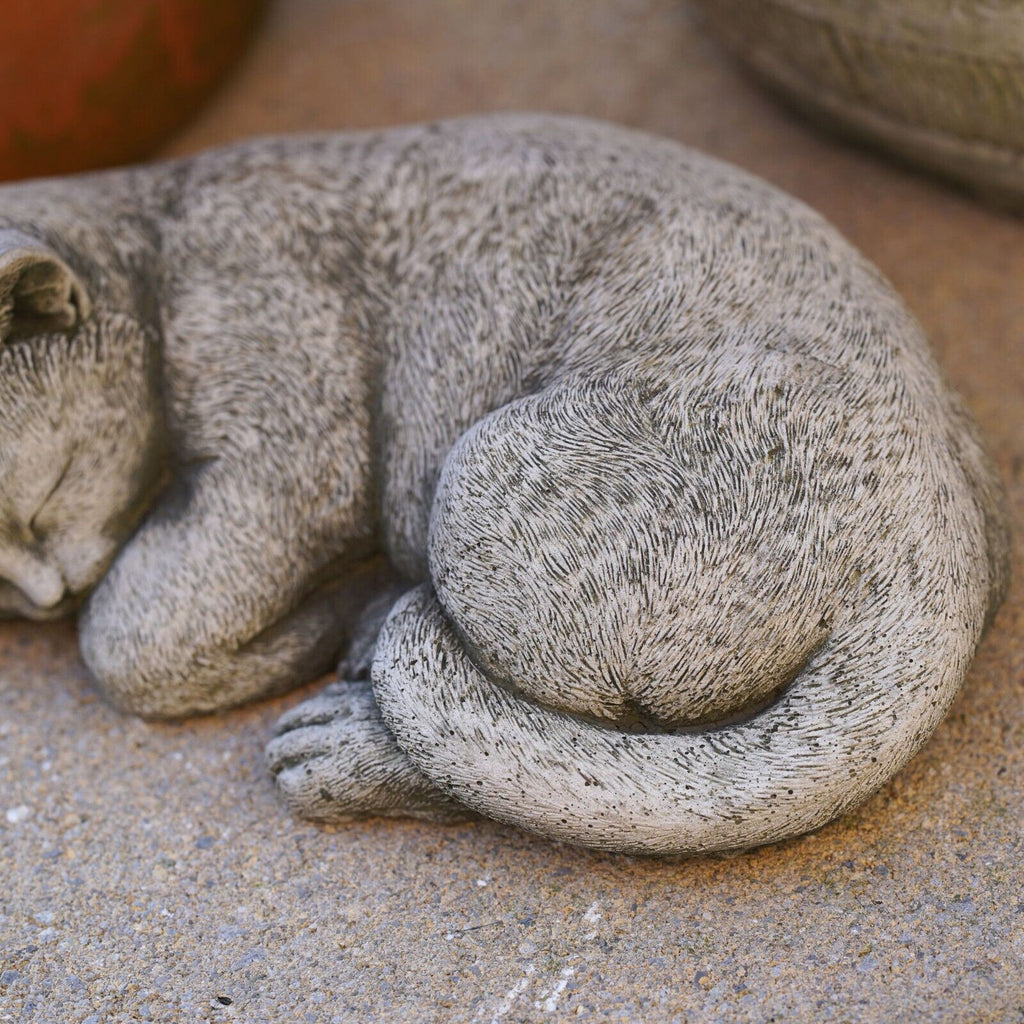 Sleepy Kitten Stone Statue