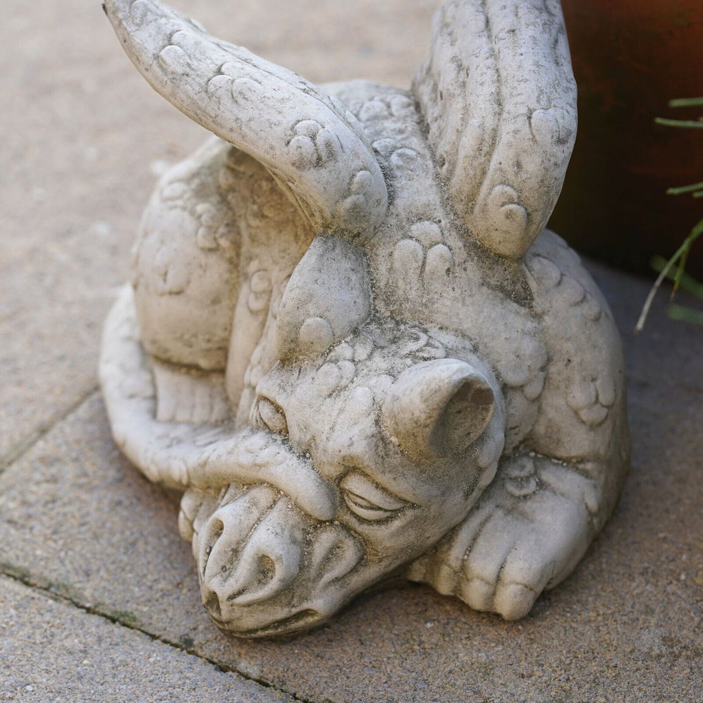 Sleepy Dragon Stone Statue | Outdoor Garden Ornament