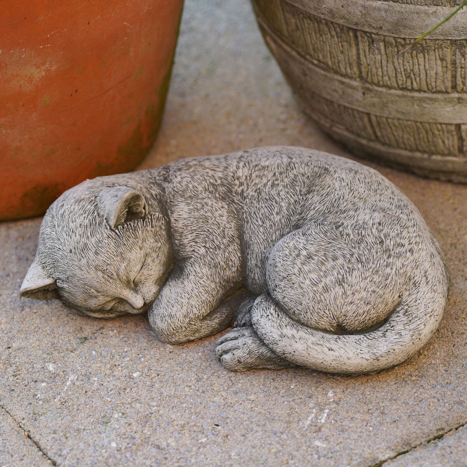 Sleepy Kitten Stone Statue