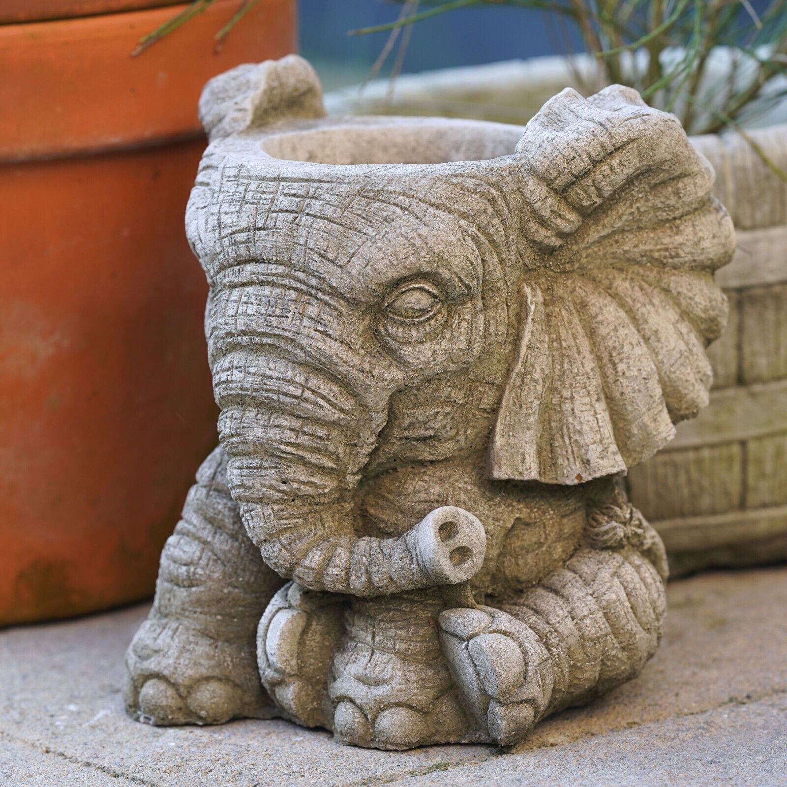 Elephant Plant Pot Stone Planter