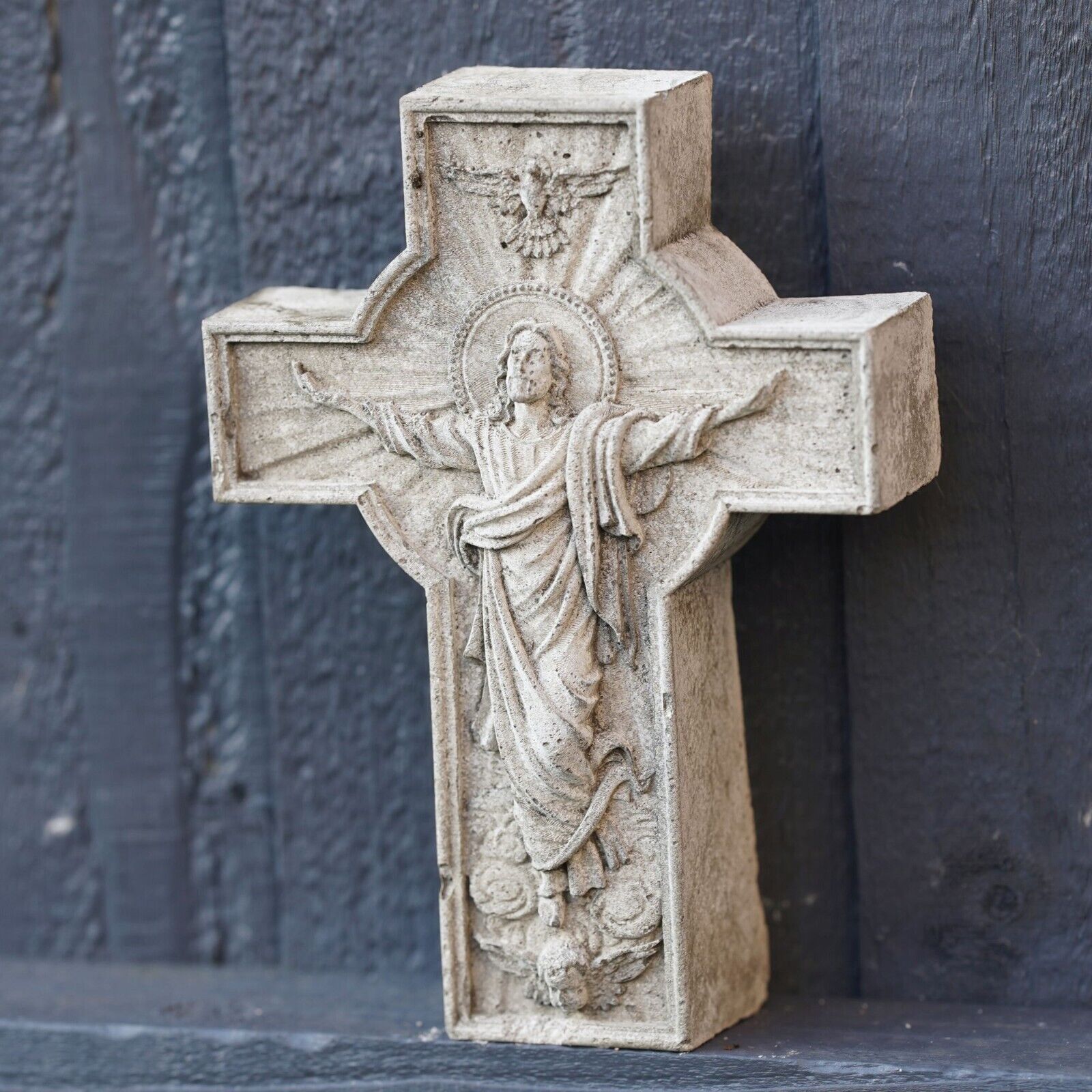 Jesus on the Cross Stone Hanging Plaque