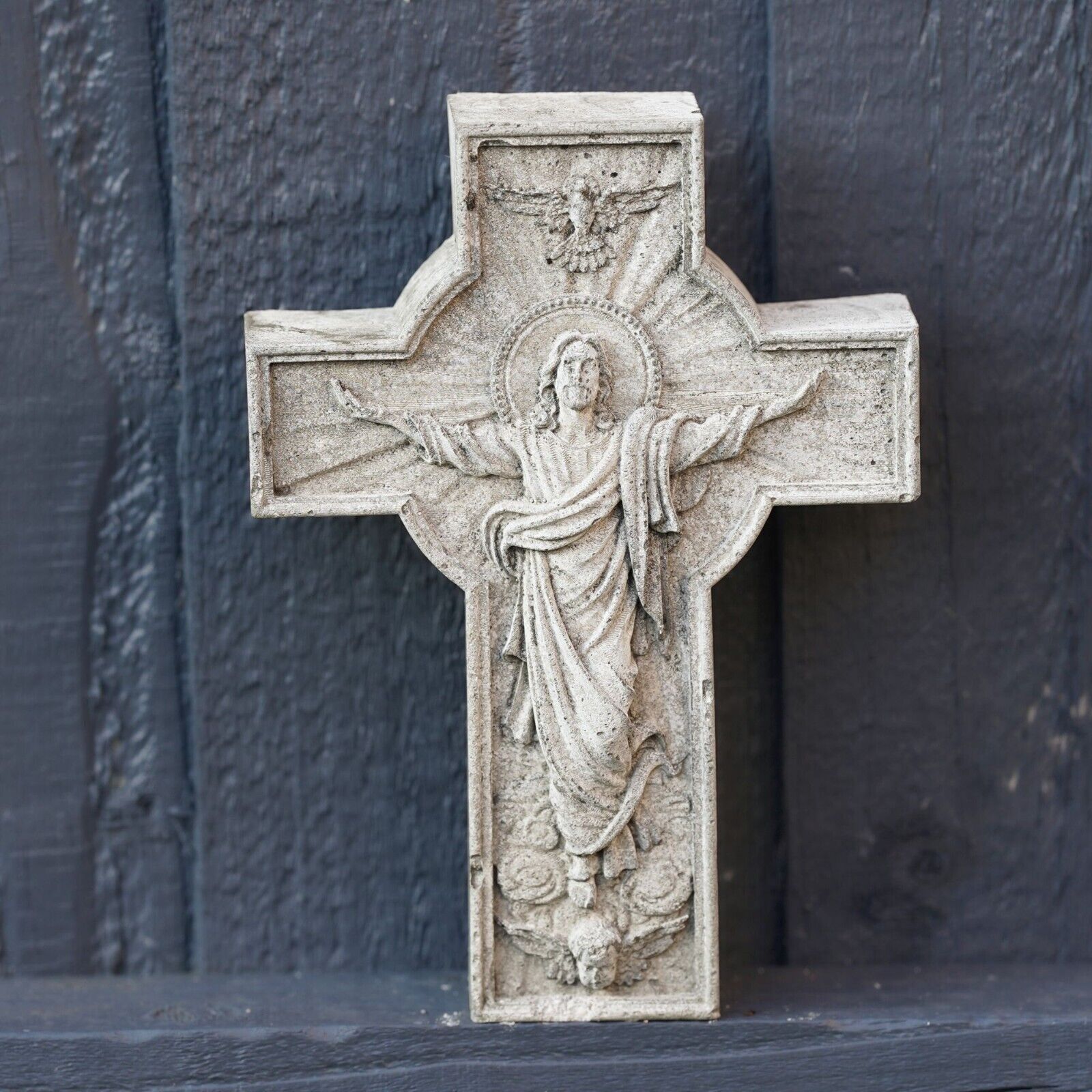 Jesus on the Cross Stone Hanging Plaque