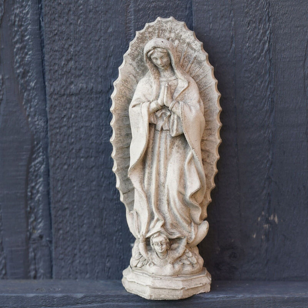 Virgin Mary Stone Statue | Christian Religious Garden Ornament