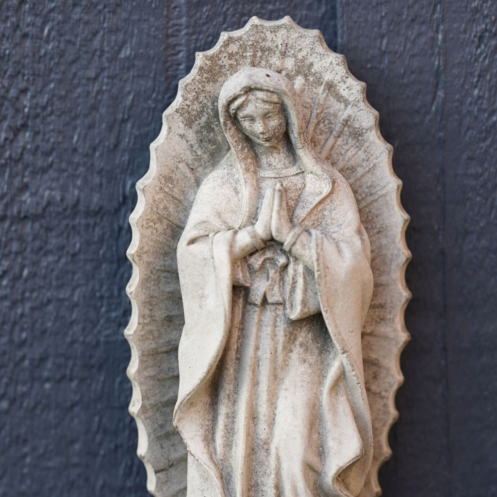 Virgin Mary Stone Statue | Christian Religious Garden Ornament