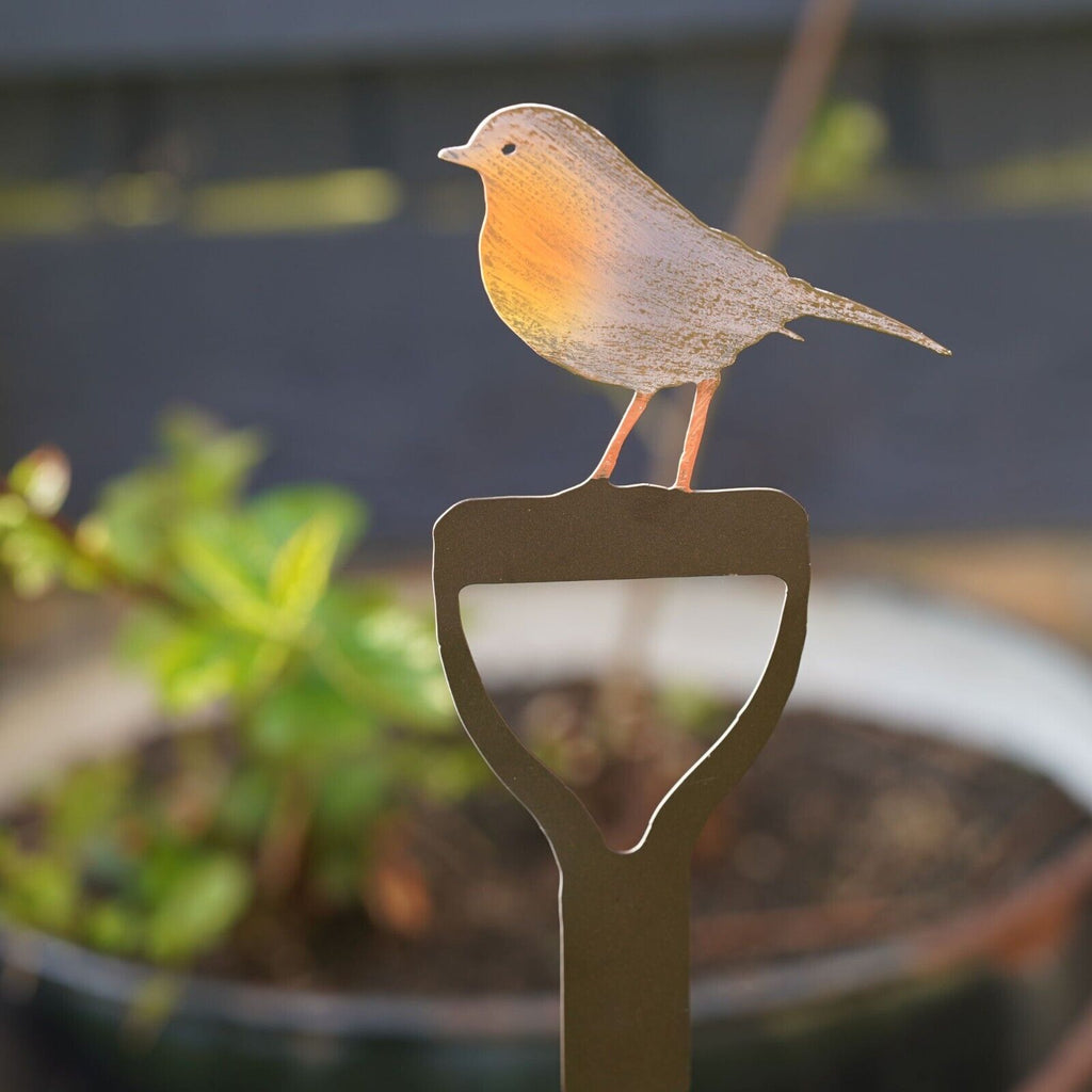 Large Robin on Fork 78cm Metal Garden Stake