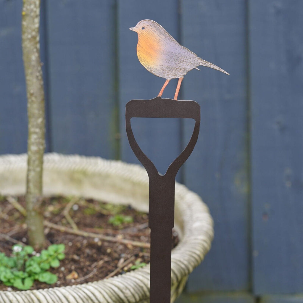 Large Robin on Fork 78cm Metal Garden Stake