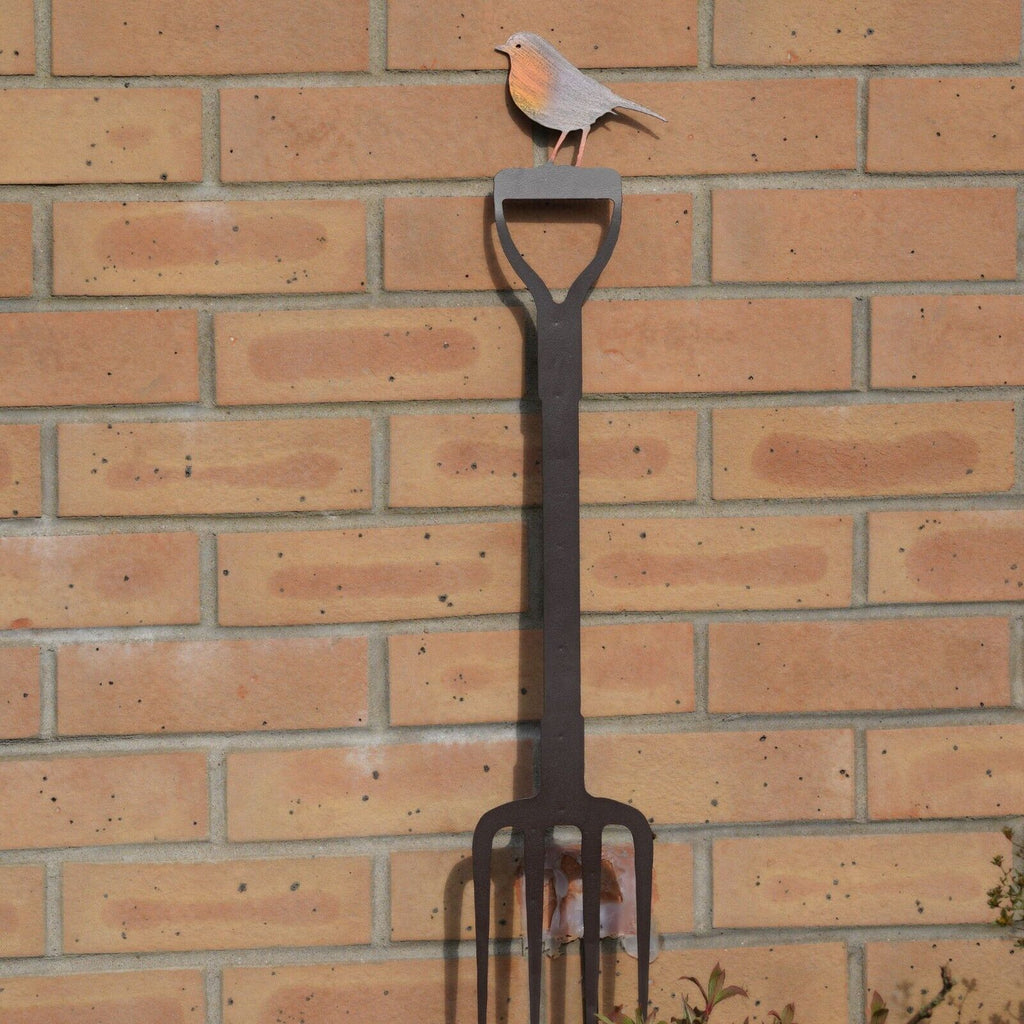 Large Robin on Fork 78cm Metal Garden Stake