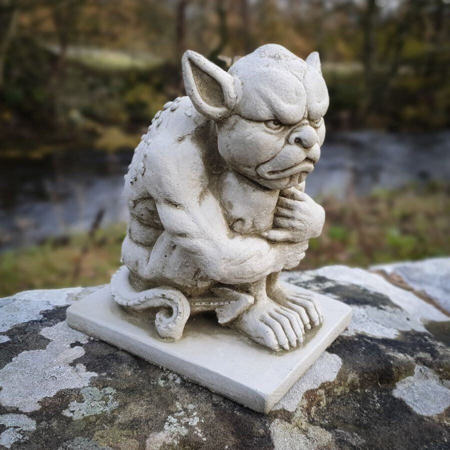 Grumpy Gargoyle Stone Statue