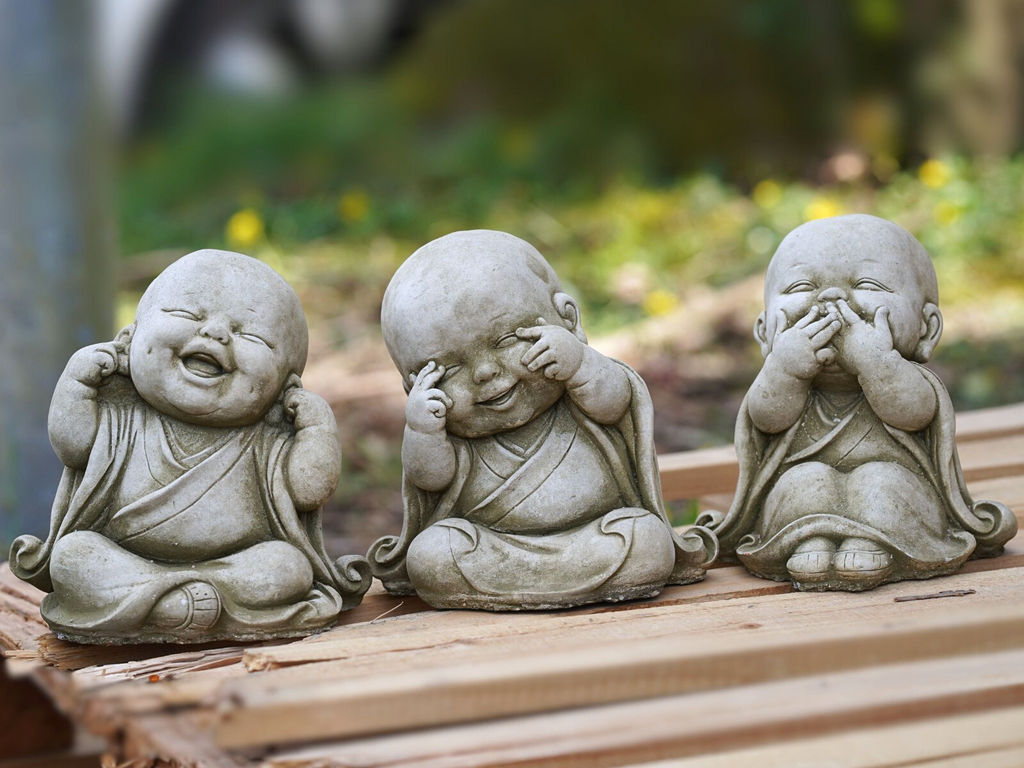 Set 3 Monks Stone Statue