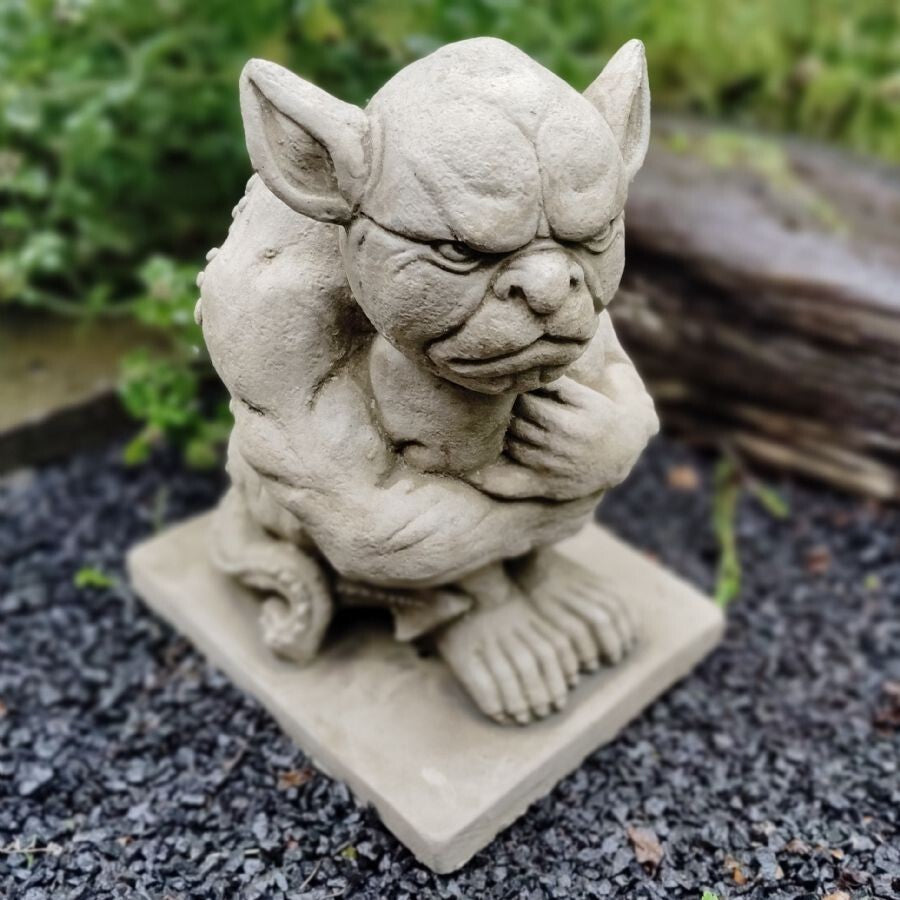 Grumpy Gargoyle Stone Statue