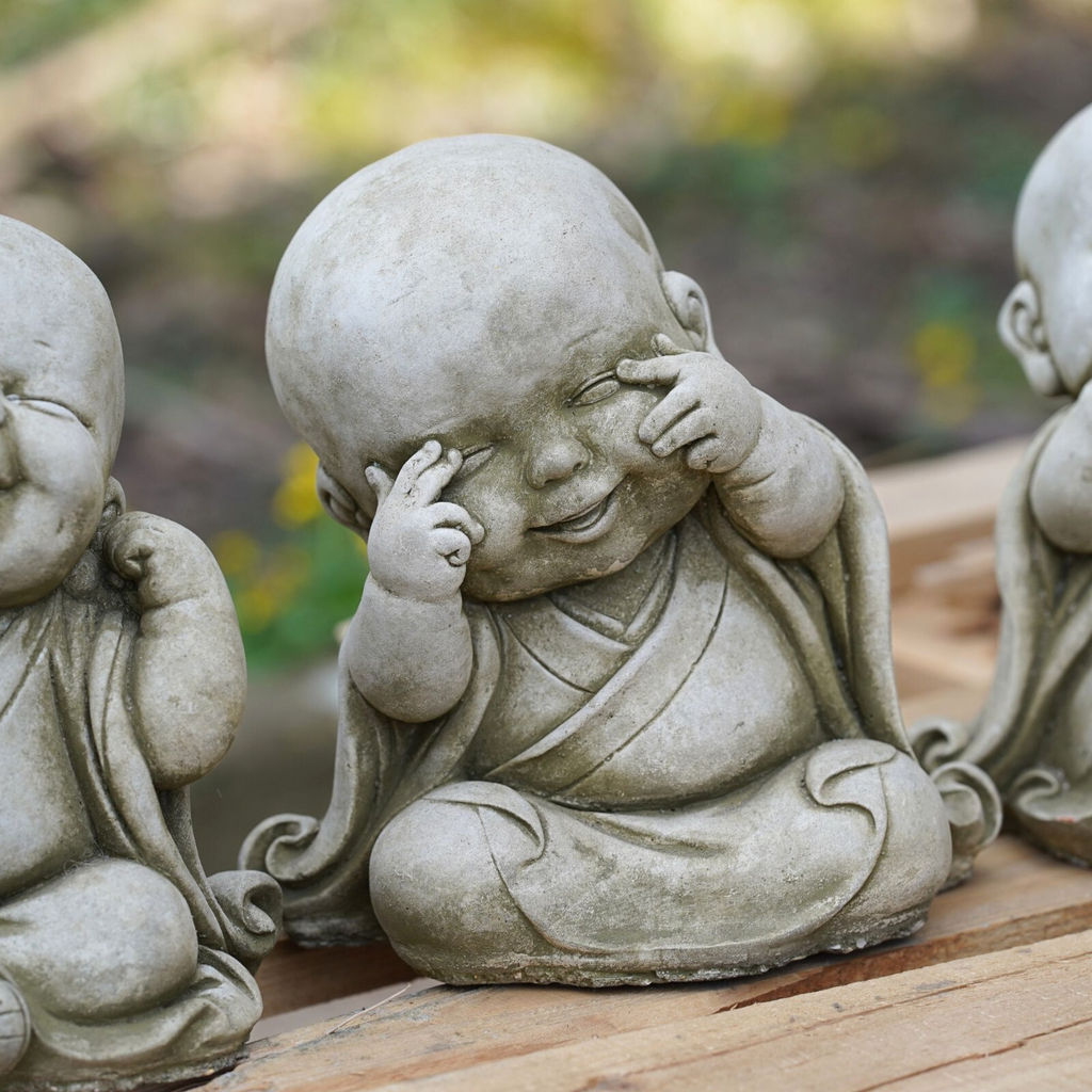 Set 3 Monks Stone Statue