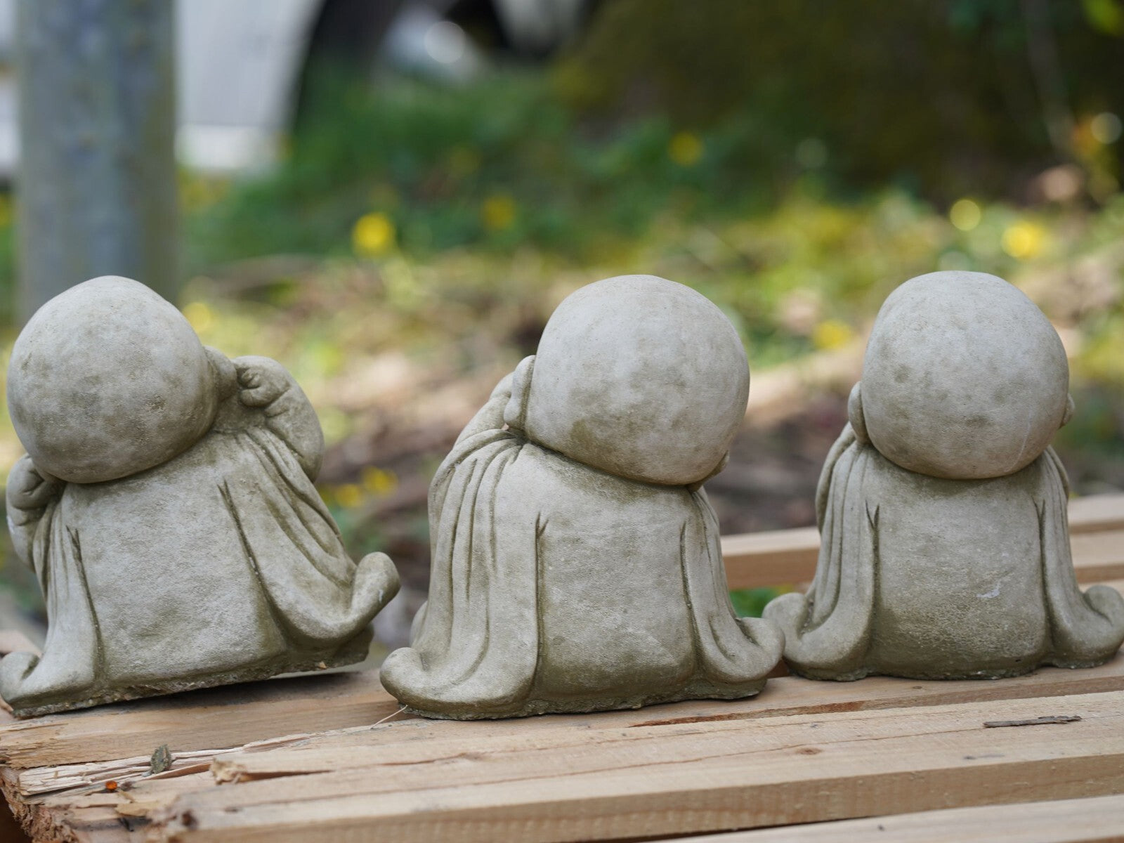 Set 3 Monks Stone Statue