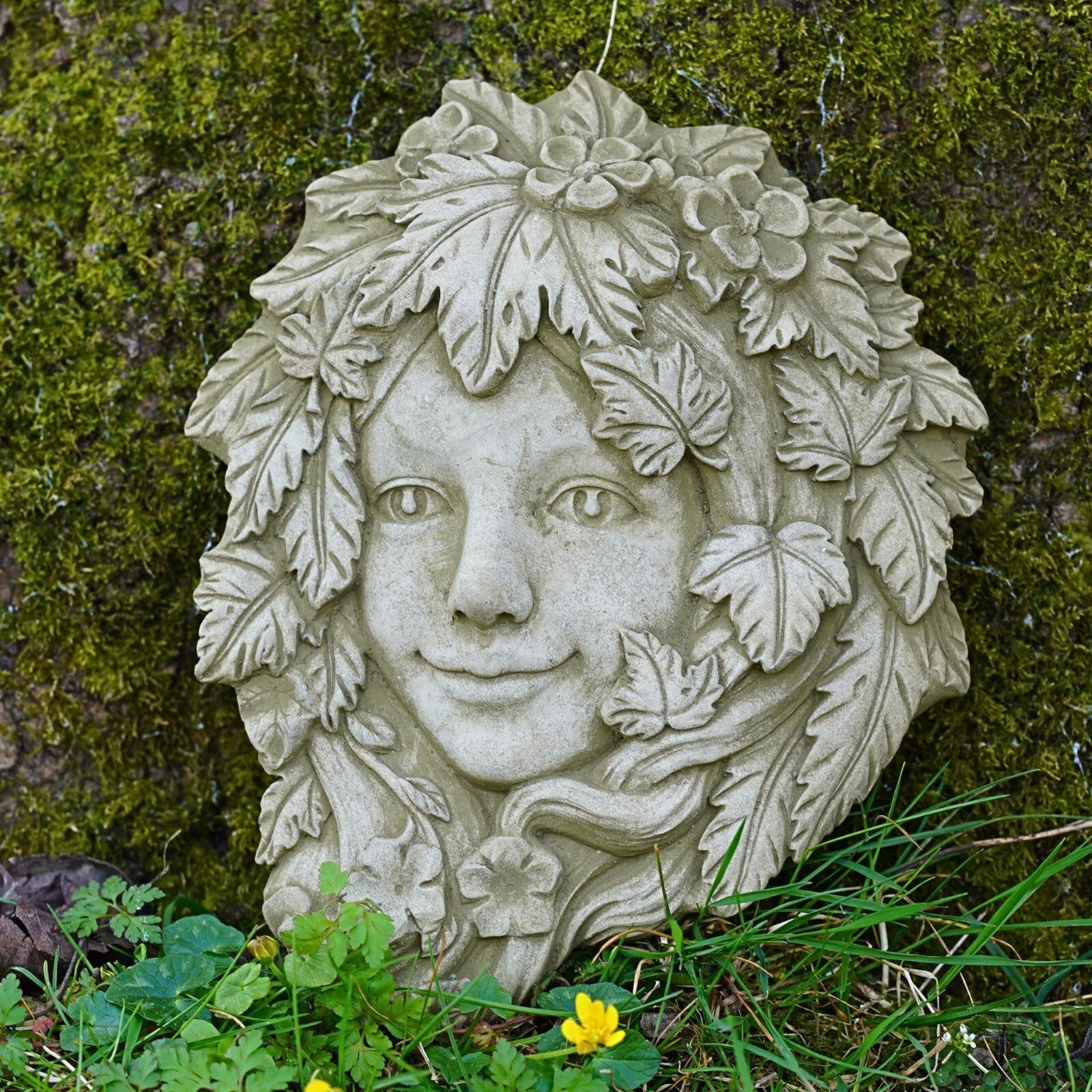 Floral Greenlady Stone Hanging Plaque