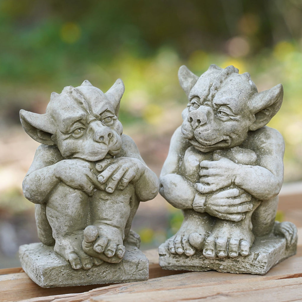 Pair of Stone Gargoyle Statues | Garden Finials & Ornaments