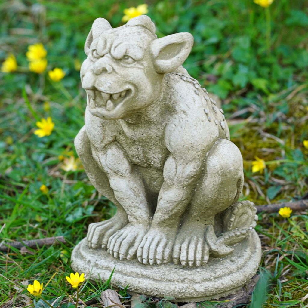 Grinning Gargoyle Stone Statue