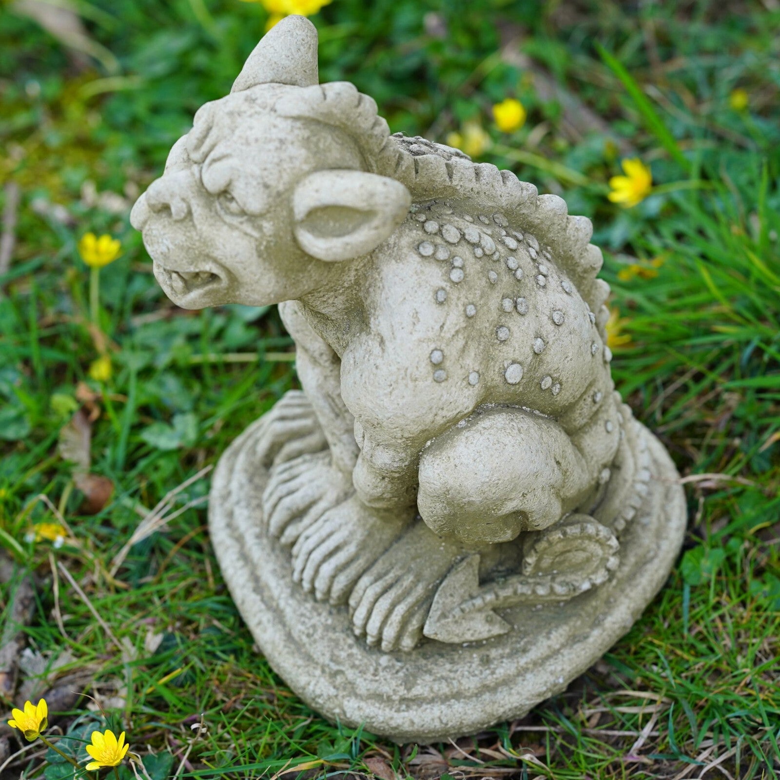 Grinning Gargoyle Stone Statue