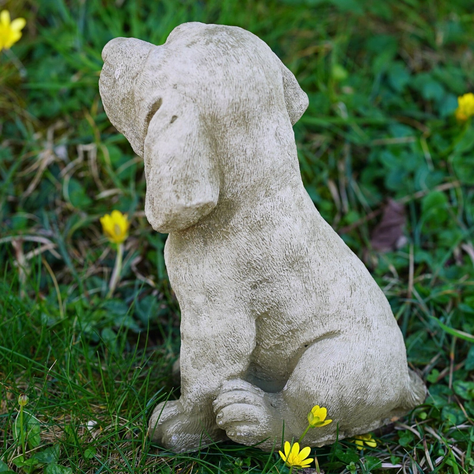 Sitting Spaniel Dog Stone Statue