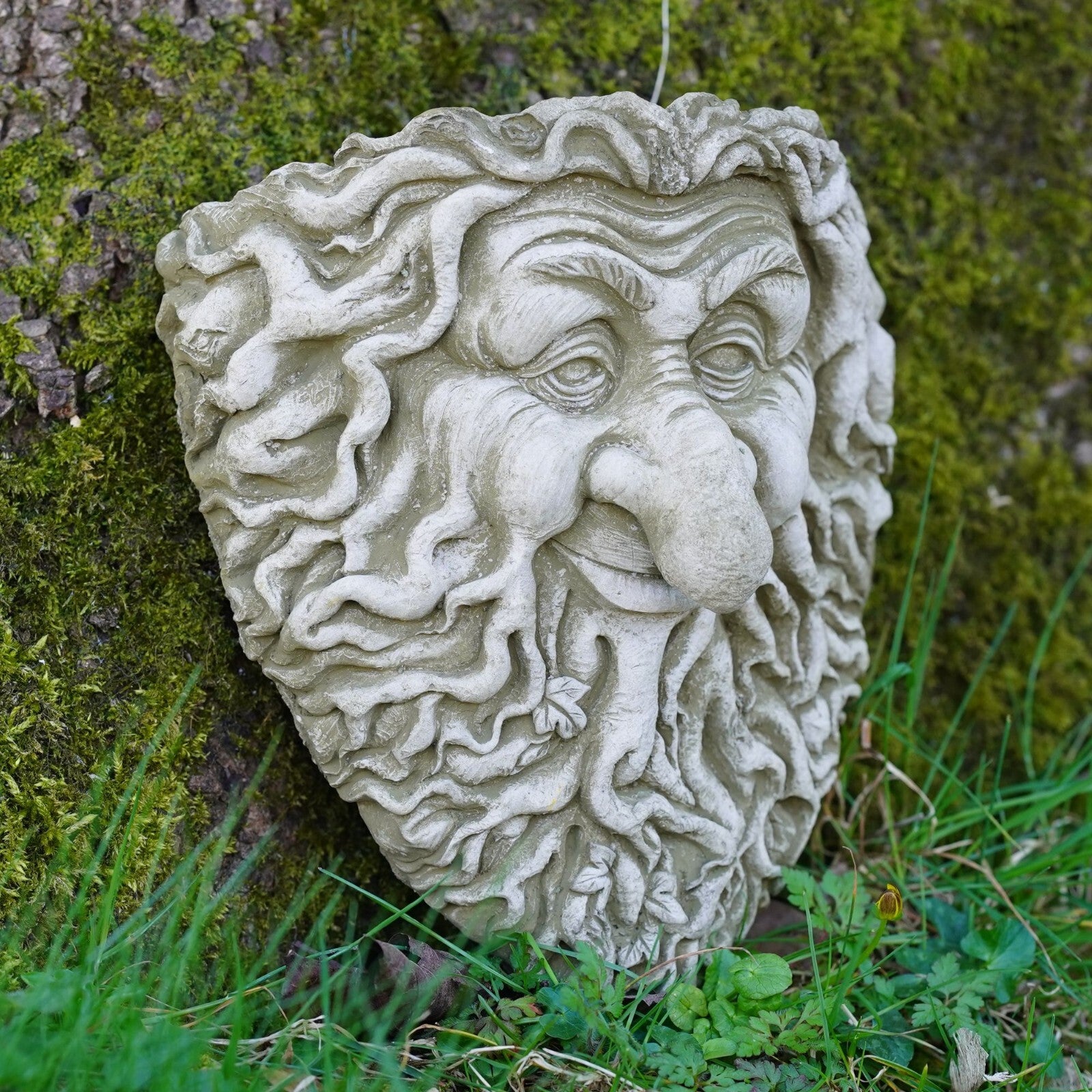 Forest Greenman Stone Hanging Plaque