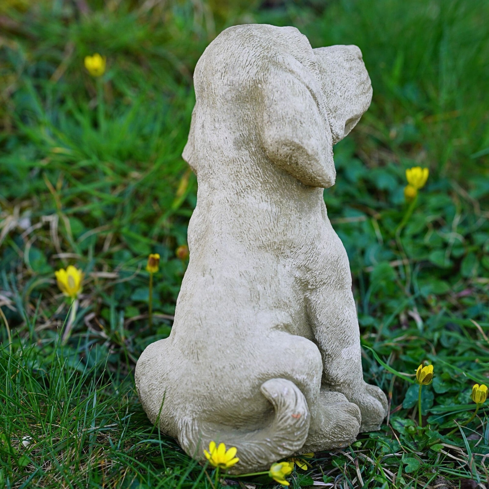 Sitting Spaniel Dog Stone Statue