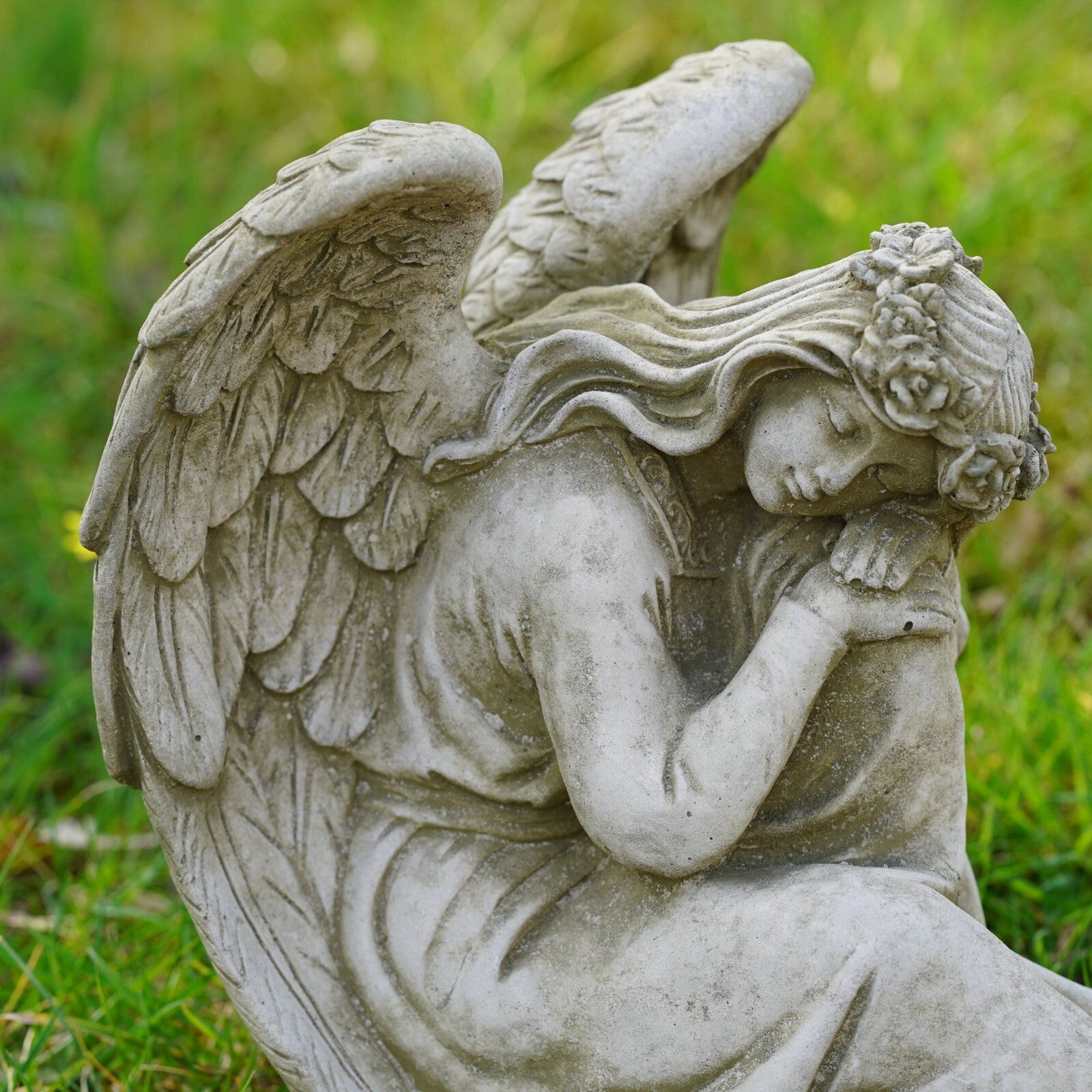Large Resting Angel Stone Statue
