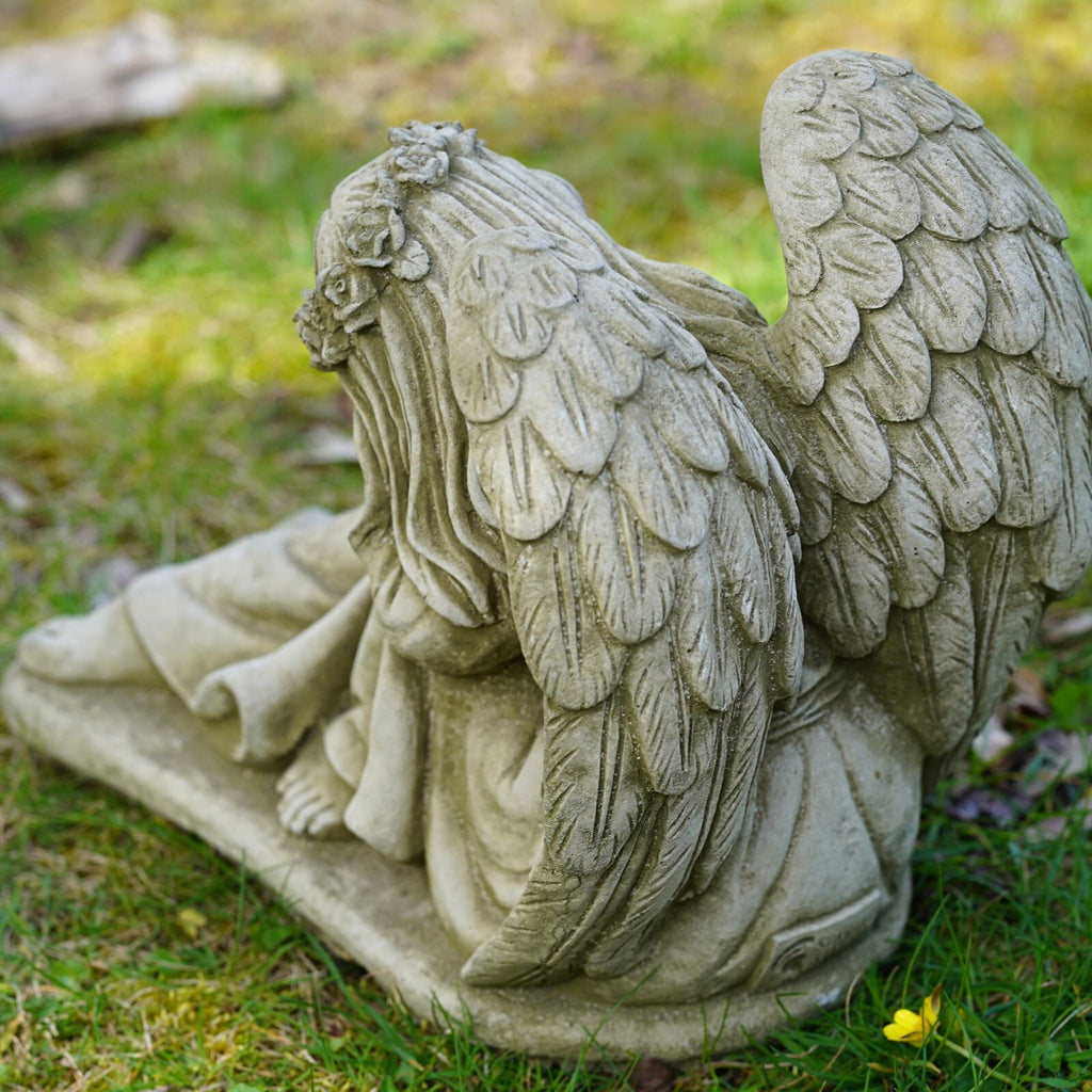Large Resting Angel Stone Statue