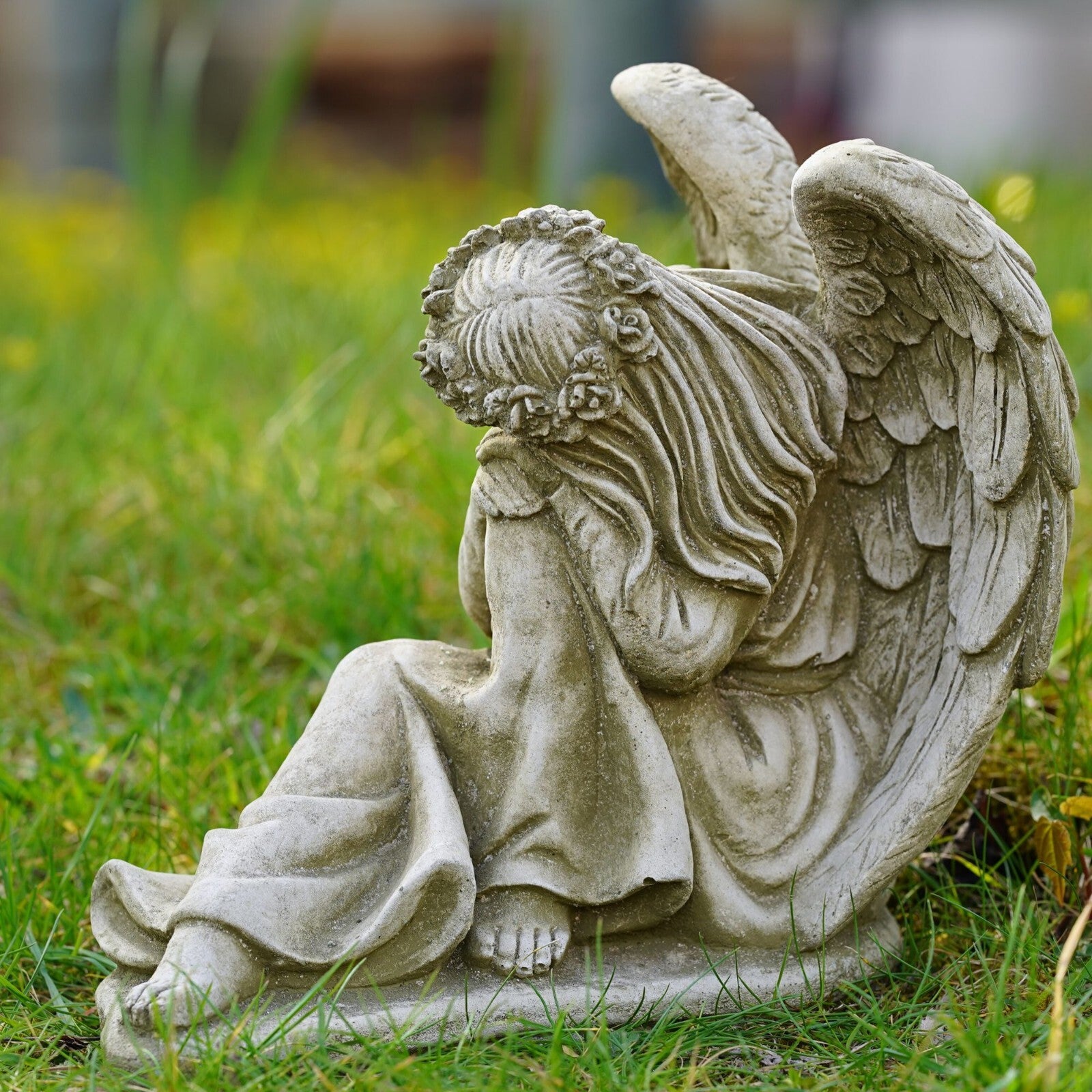 Large Resting Angel Stone Statue