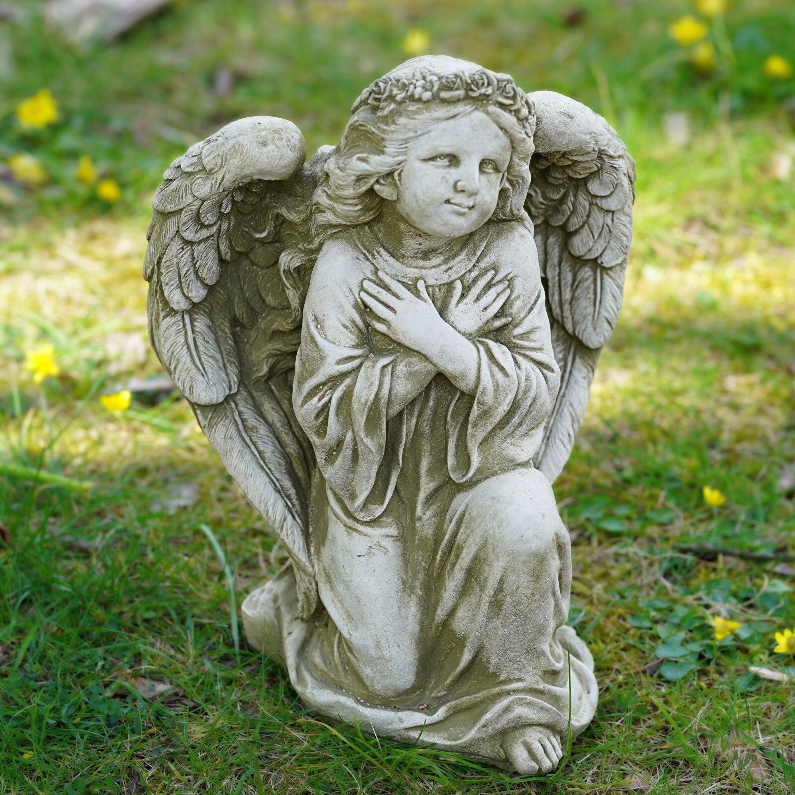 Large Kneeling Angel Stone Statue