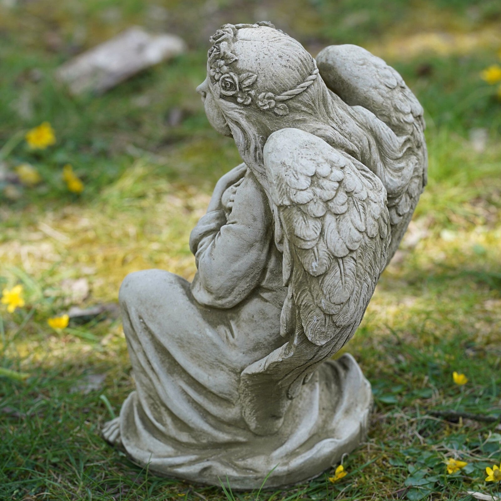 Large Kneeling Angel Stone Statue