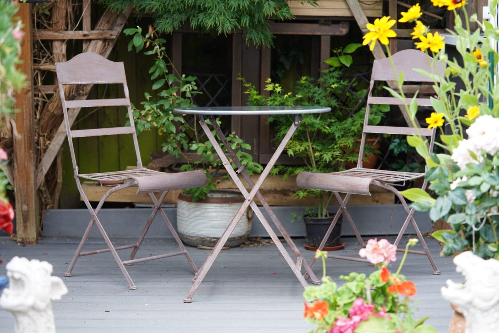 Wrought Iron Table and Chairs | Two Chair Bistro Set