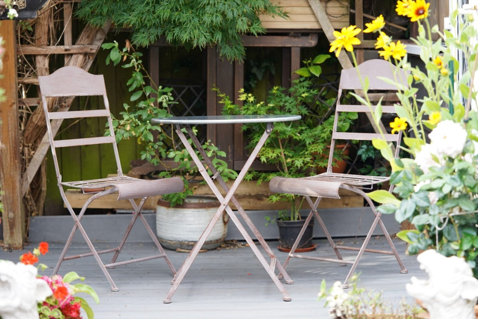 Wrought Iron Table and Chairs | Two Chair Bistro Set