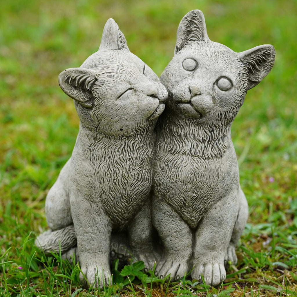 Twin Cats Stone Statue
