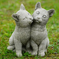 Twin Cats Stone Statue