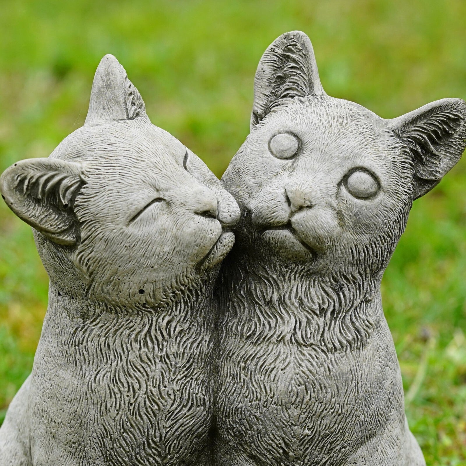 Twin Cats Stone Statue