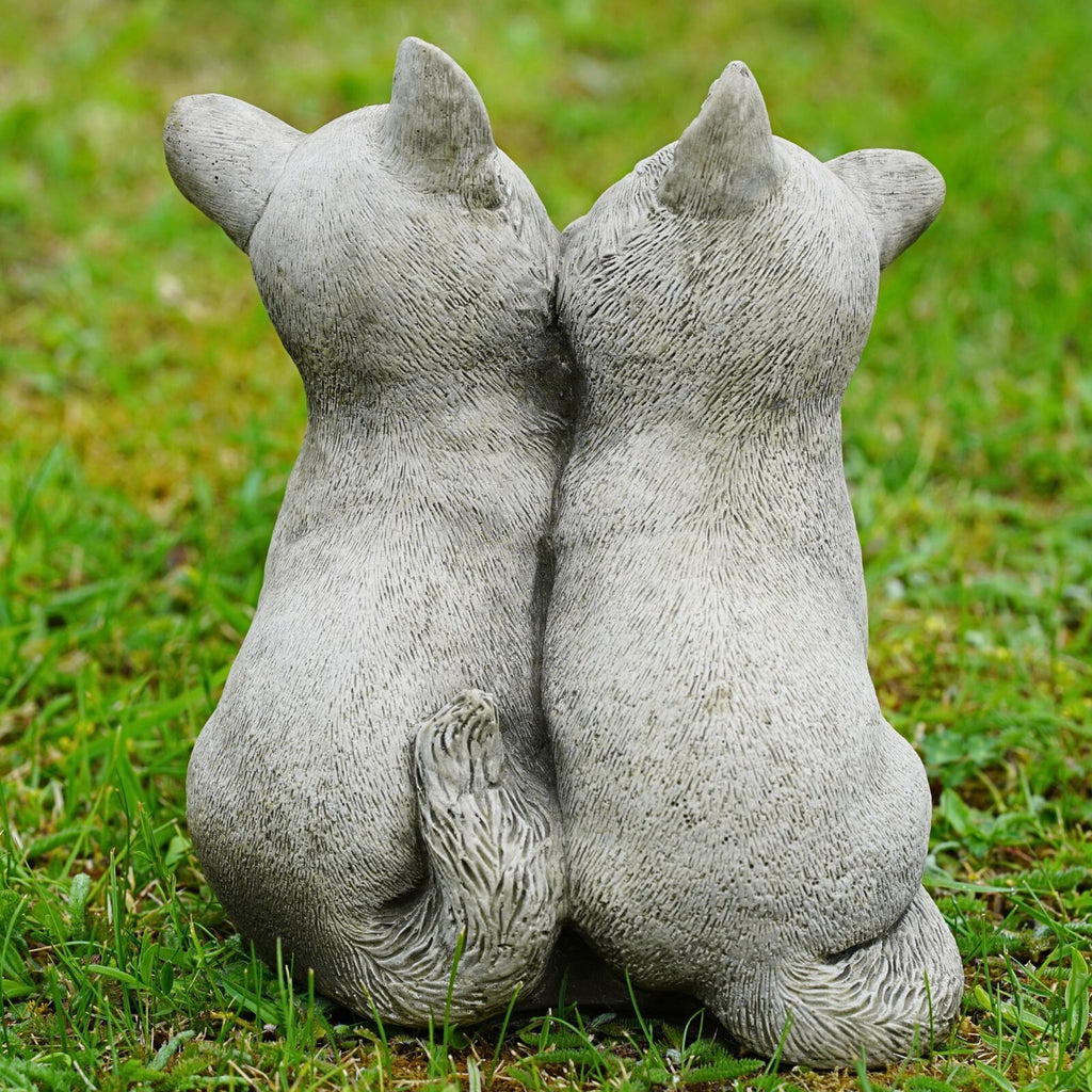 Twin Cats Stone Statue