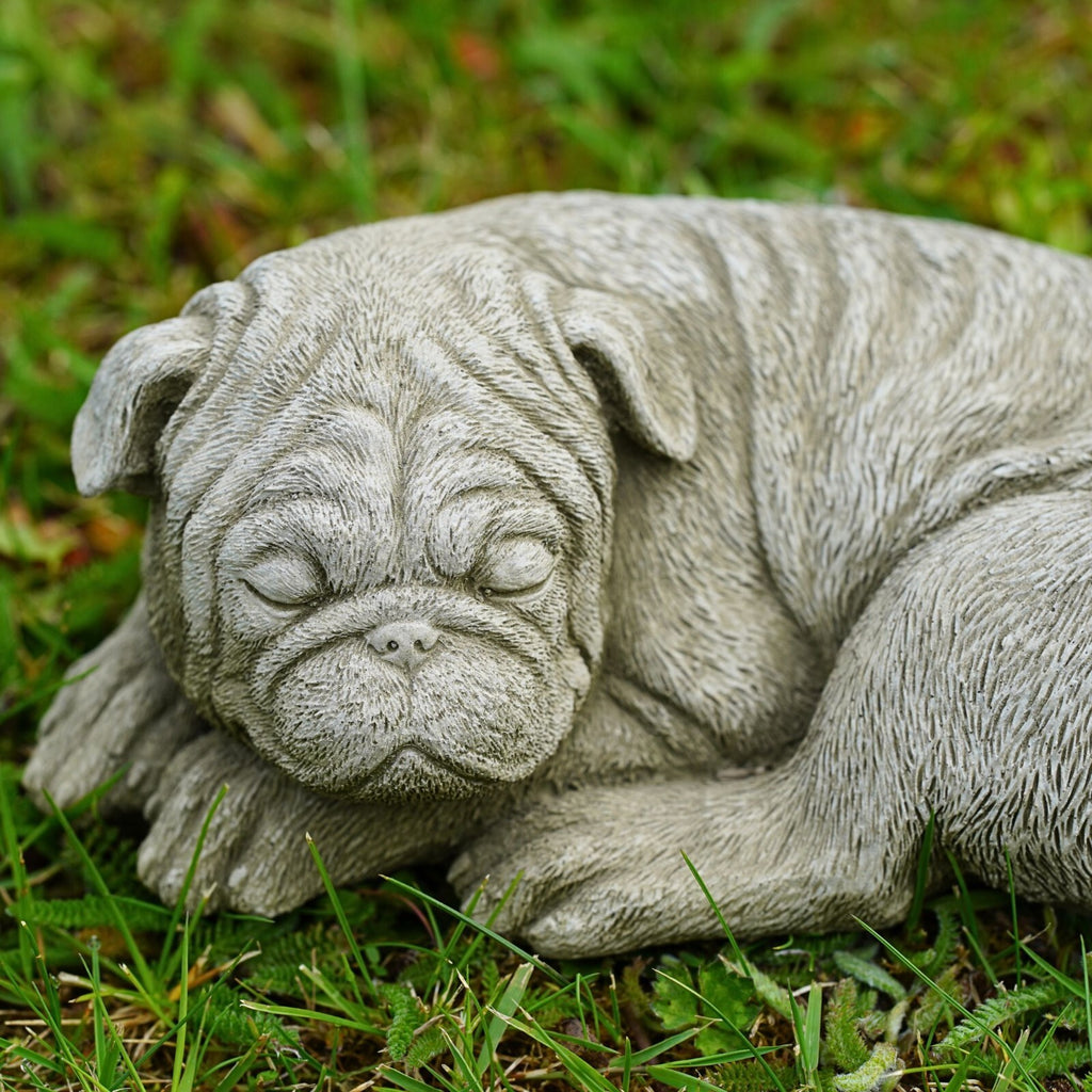 Sleeping Pug Dog Stone Statue