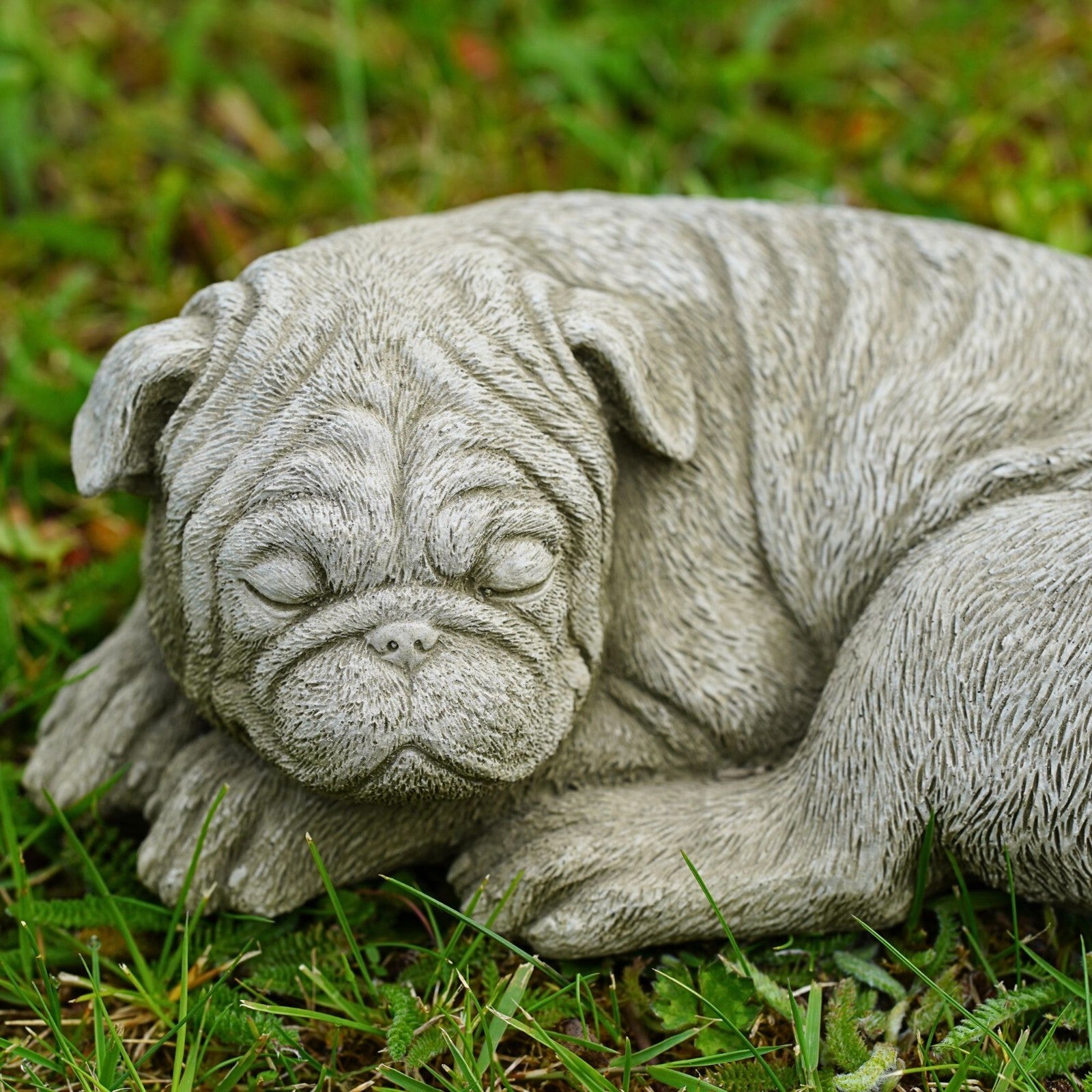 Sleeping Pug Dog Stone Statue