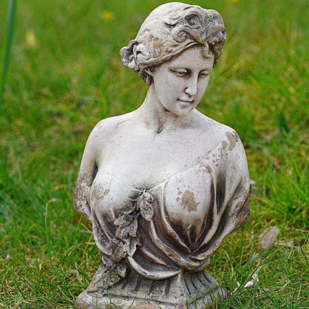 Art Nouveau Floral Lady Bust | Resin Garden Ornament