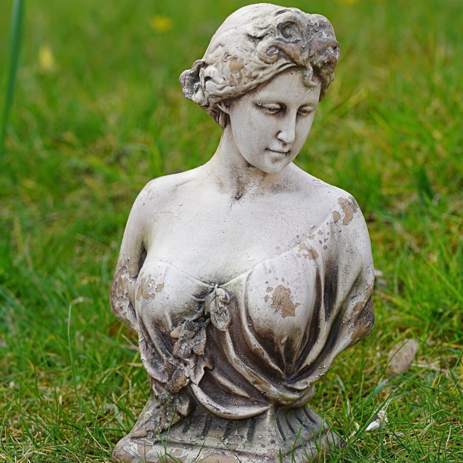 Art Nouveau Floral Lady Bust | Resin Garden Ornament
