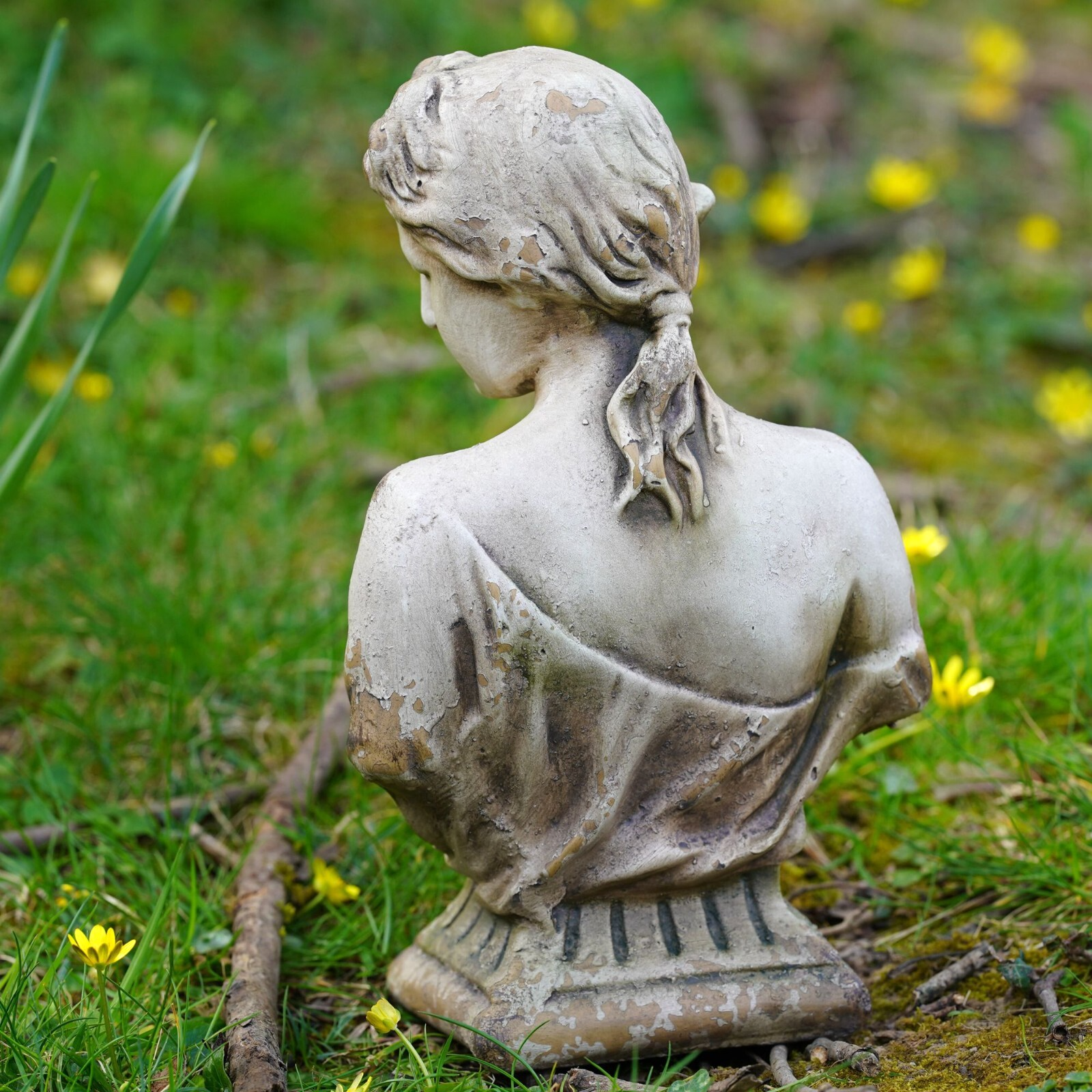 Art Nouveau Floral Lady Bust | Resin Garden Ornament