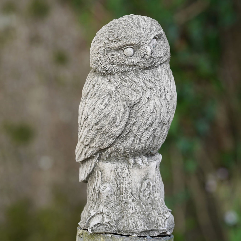 Owl on Log Stone Statue
