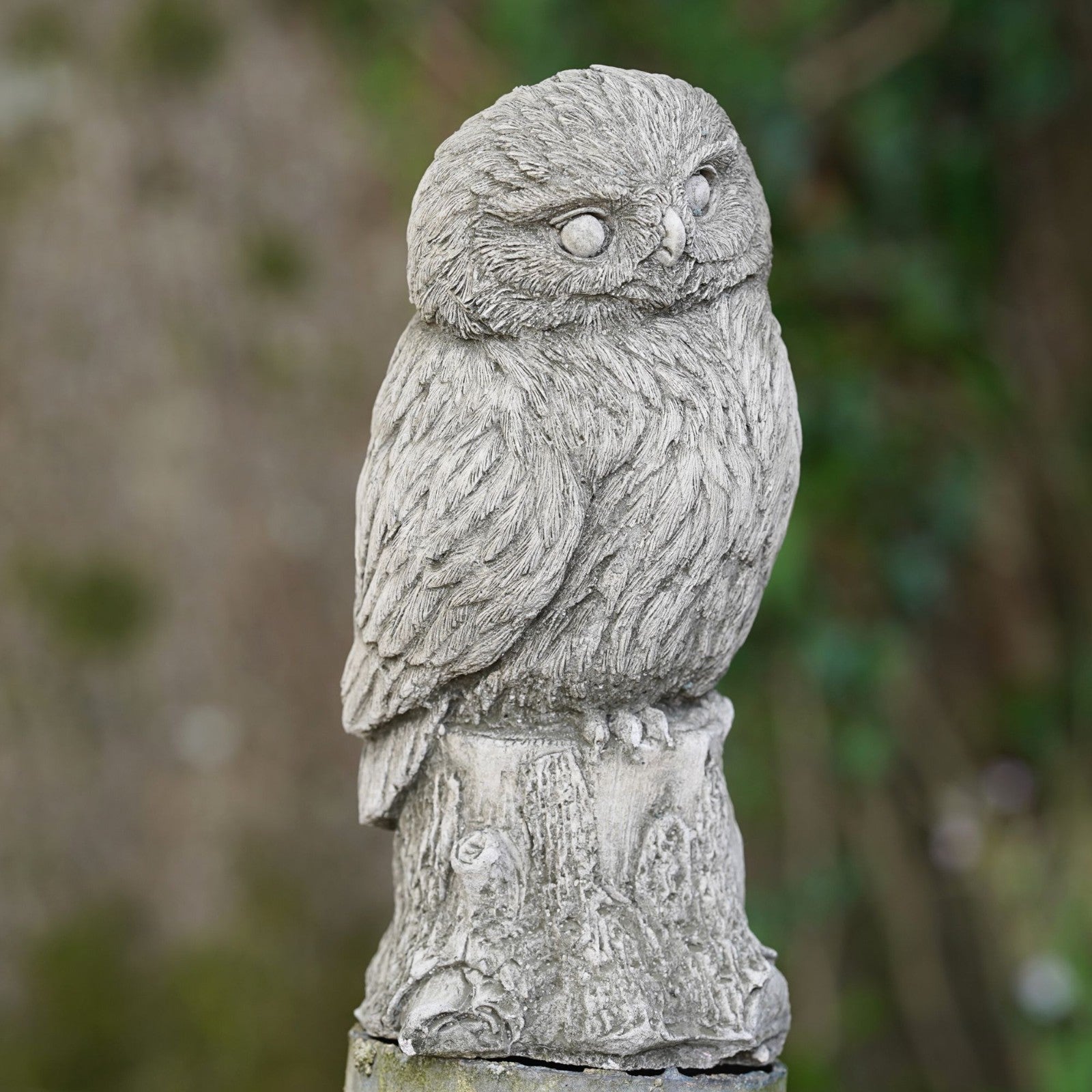 Owl on Log Stone Statue