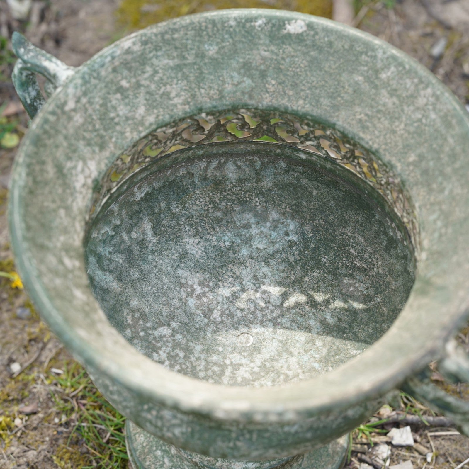 Wrought Iron Vase with Handles in Green