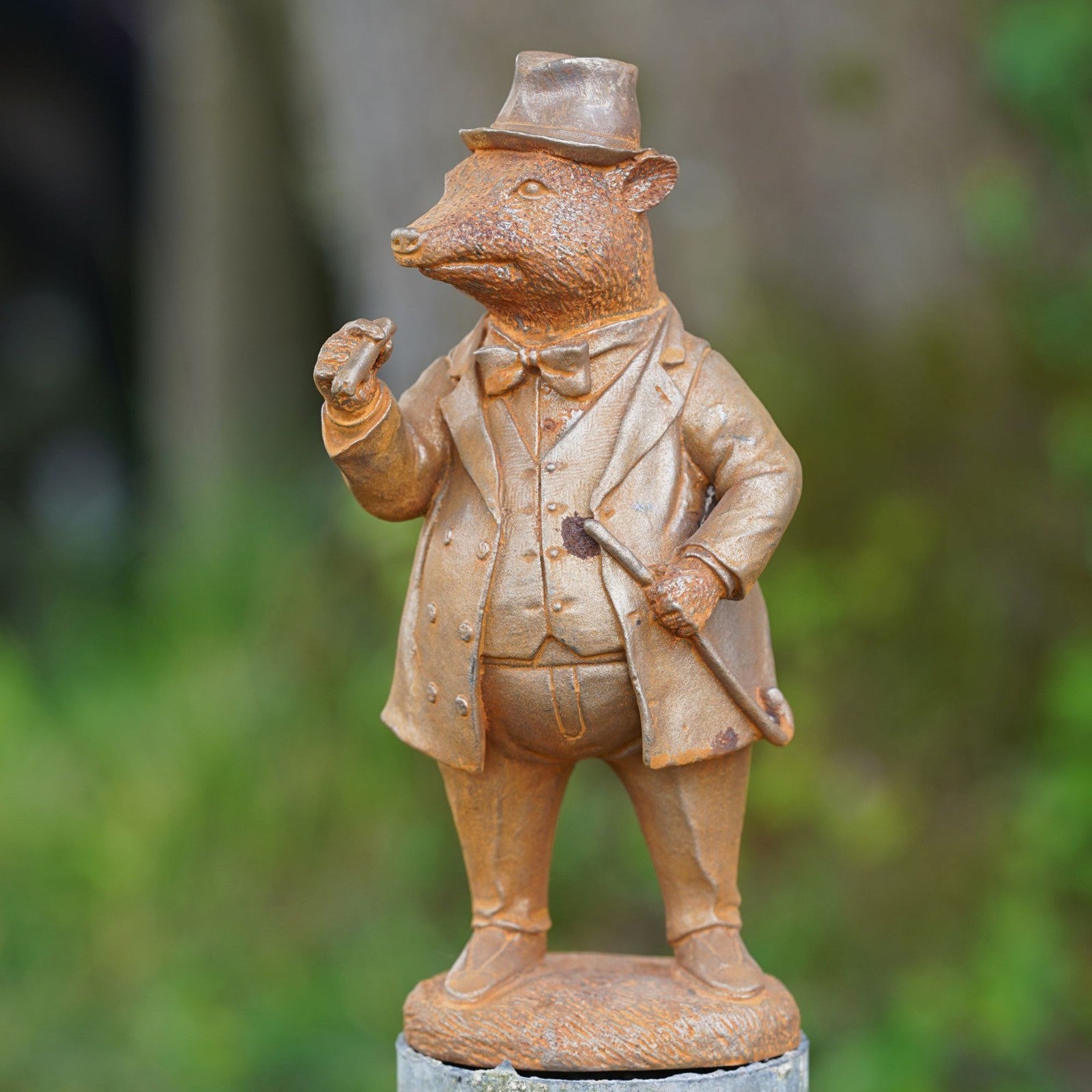 Cast Iron Master Badger Garden Sculpture