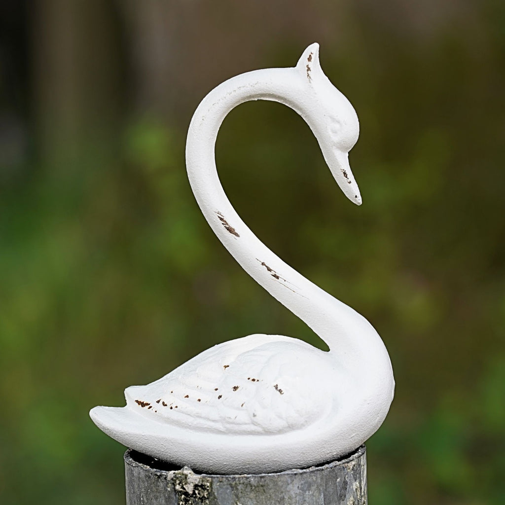 Cast Iron Swan in Antique White