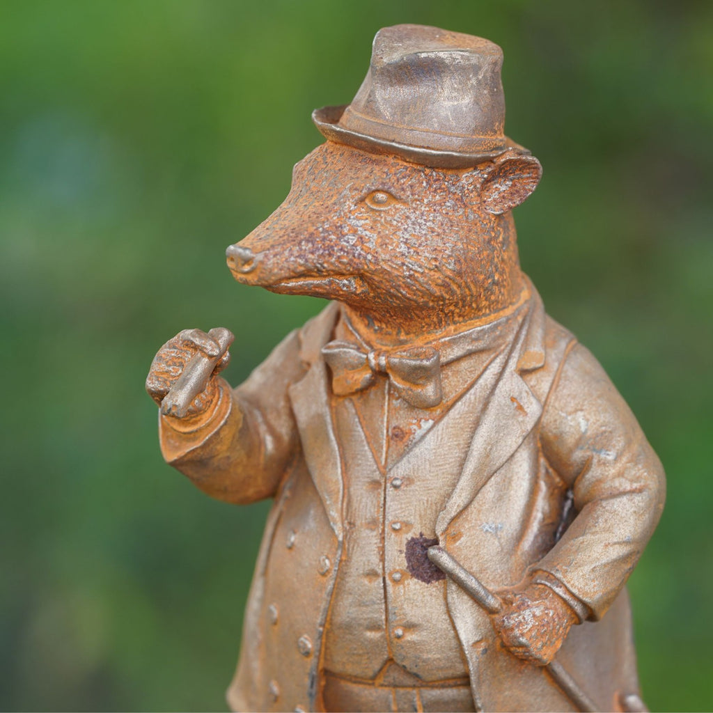Cast Iron Master Badger Garden Sculpture
