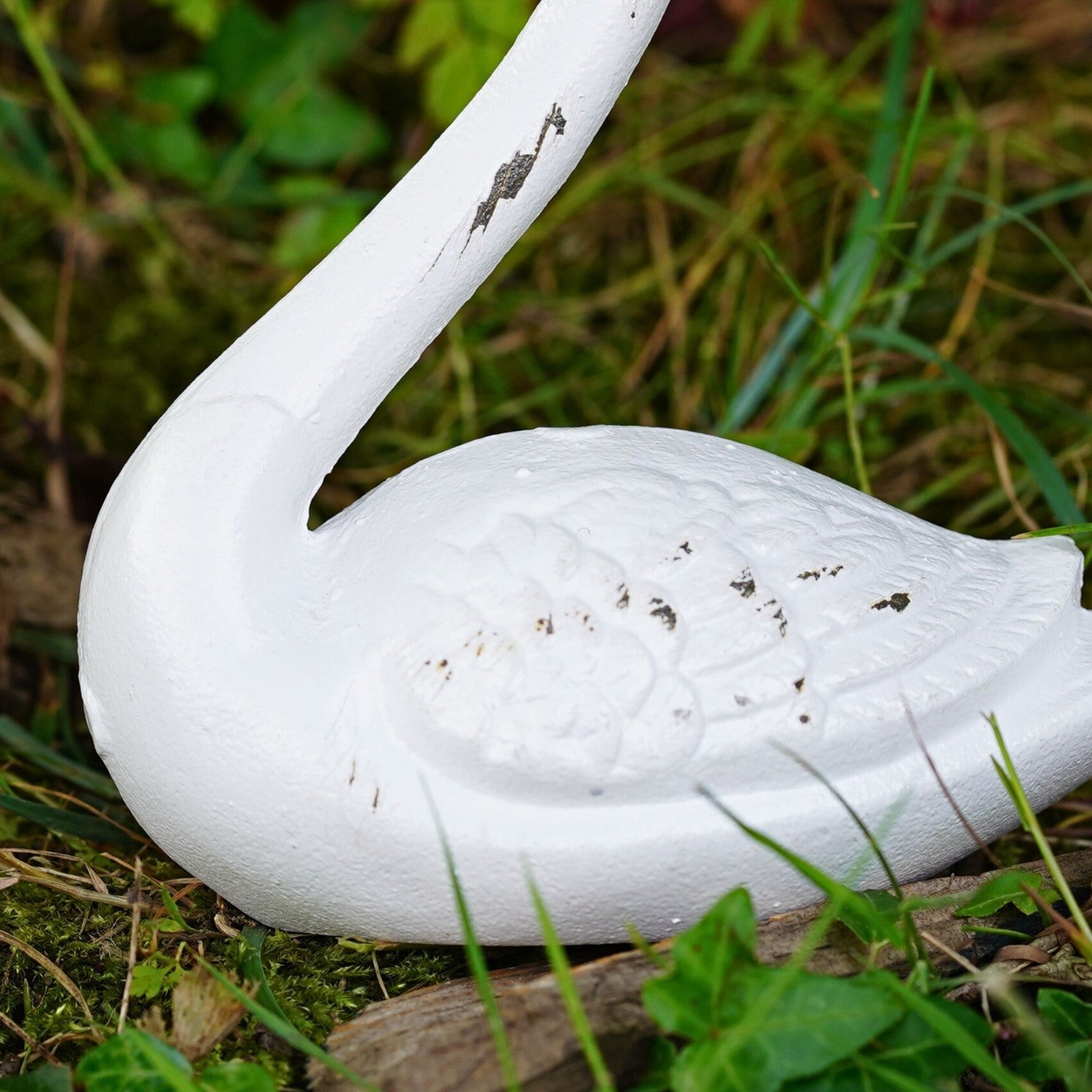 Cast Iron Swan in Antique White