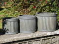 Large Metal Ribbed Dolly Tub Set 3 | Galvanised Planter