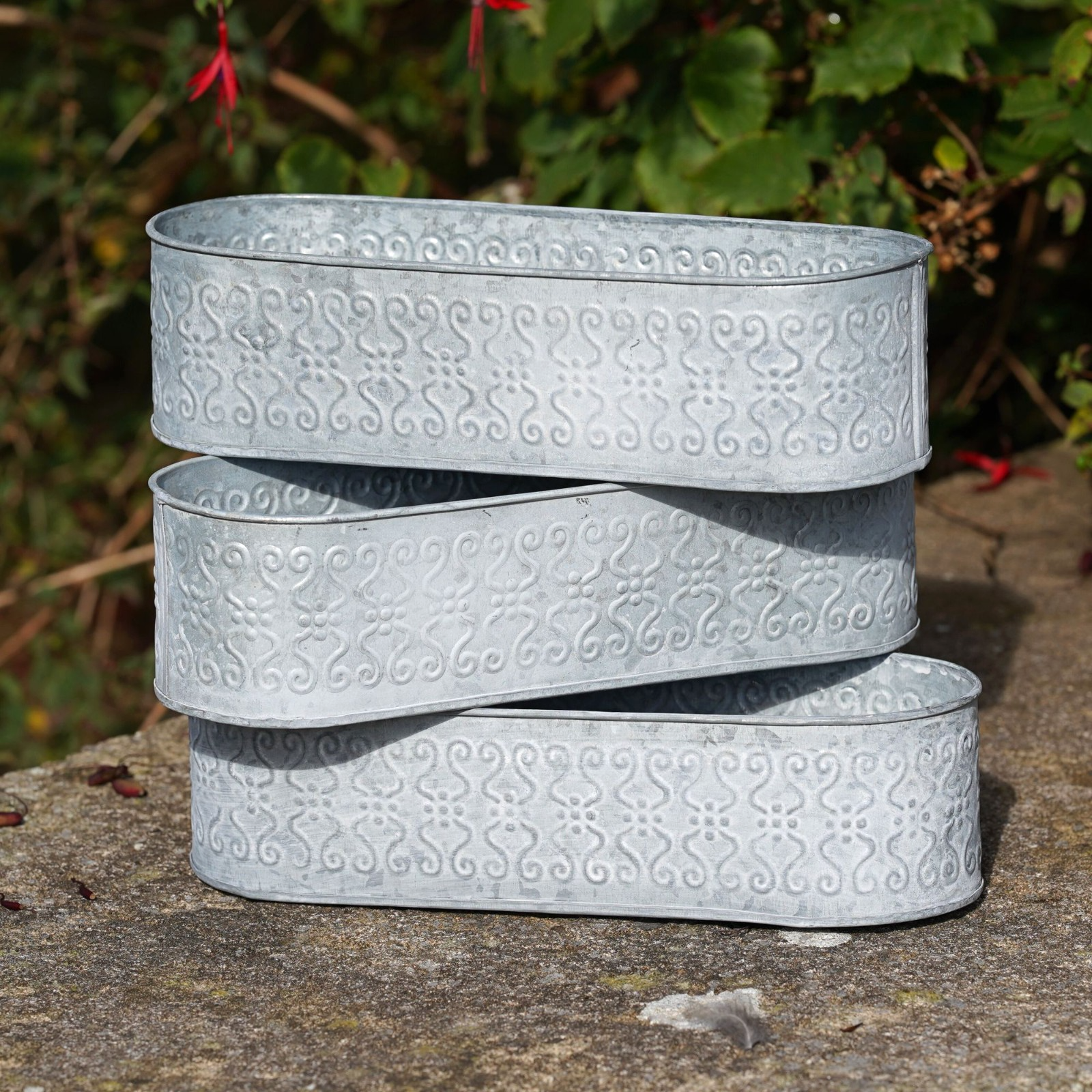 Set 3 Floral Window Pots | Metal Planters