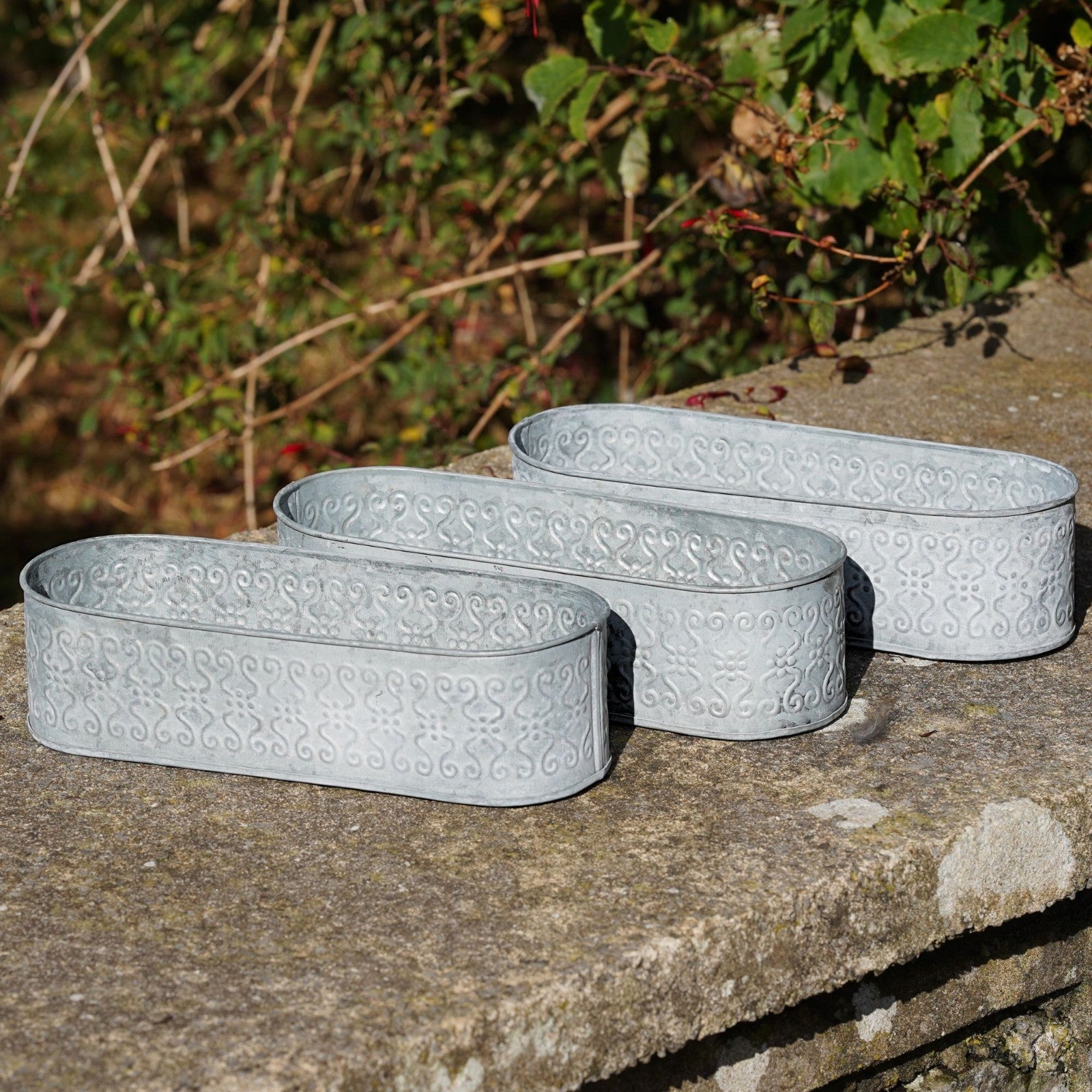 Set 3 Floral Window Pots | Metal Planters