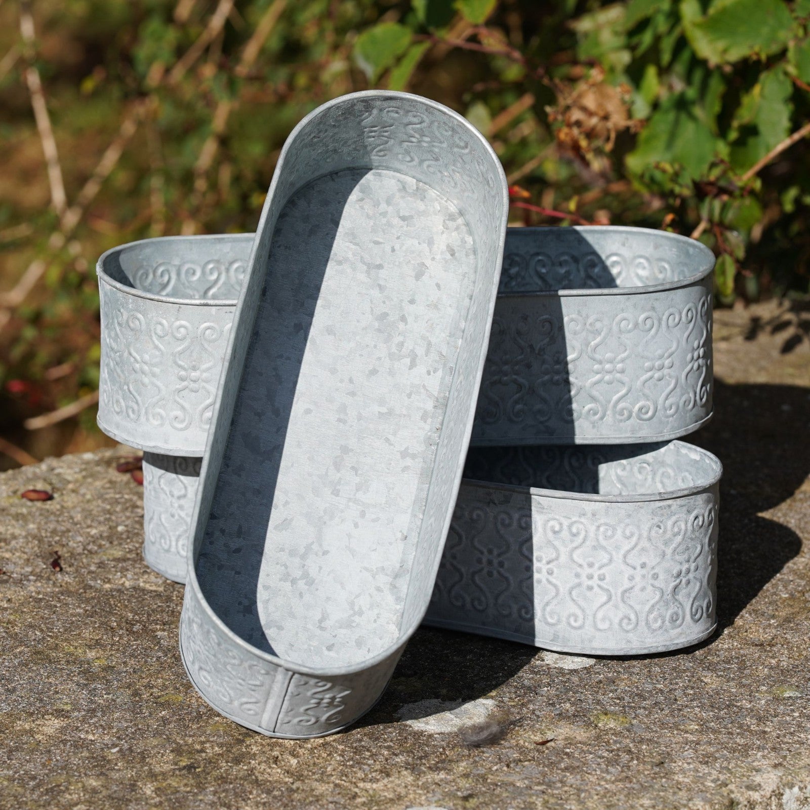 Set 3 Floral Window Pots | Metal Planters